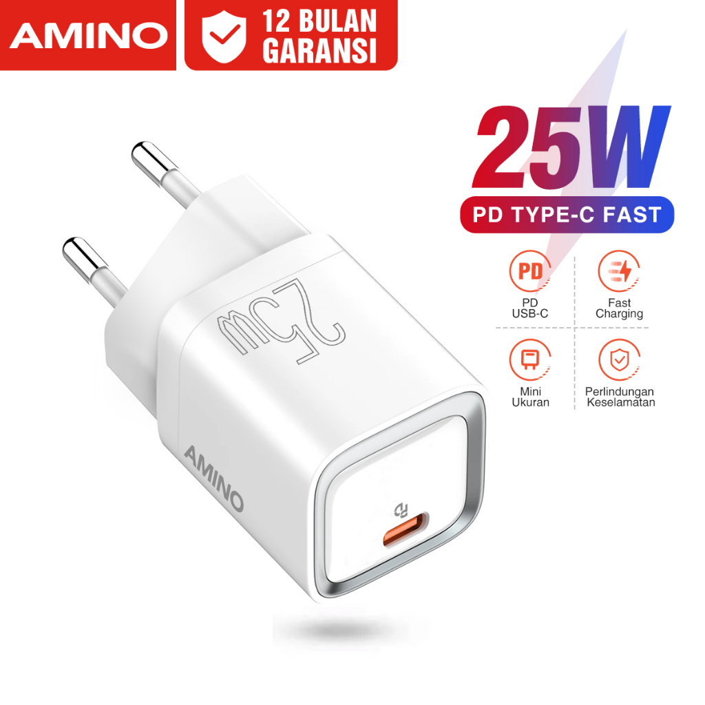 Amino PD 30W Type C Mini Kepala Charger Super Smart Fast Charging Putih