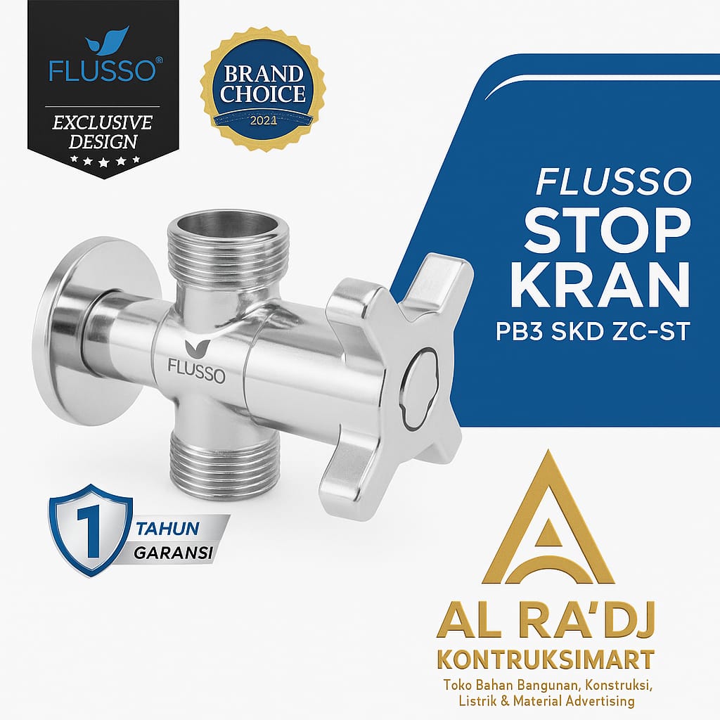 FLUSSO KRAN PB3 SK DOUBLE ZC-ST | Stop Kran Double | Stop Kran 2 Lubang | 833