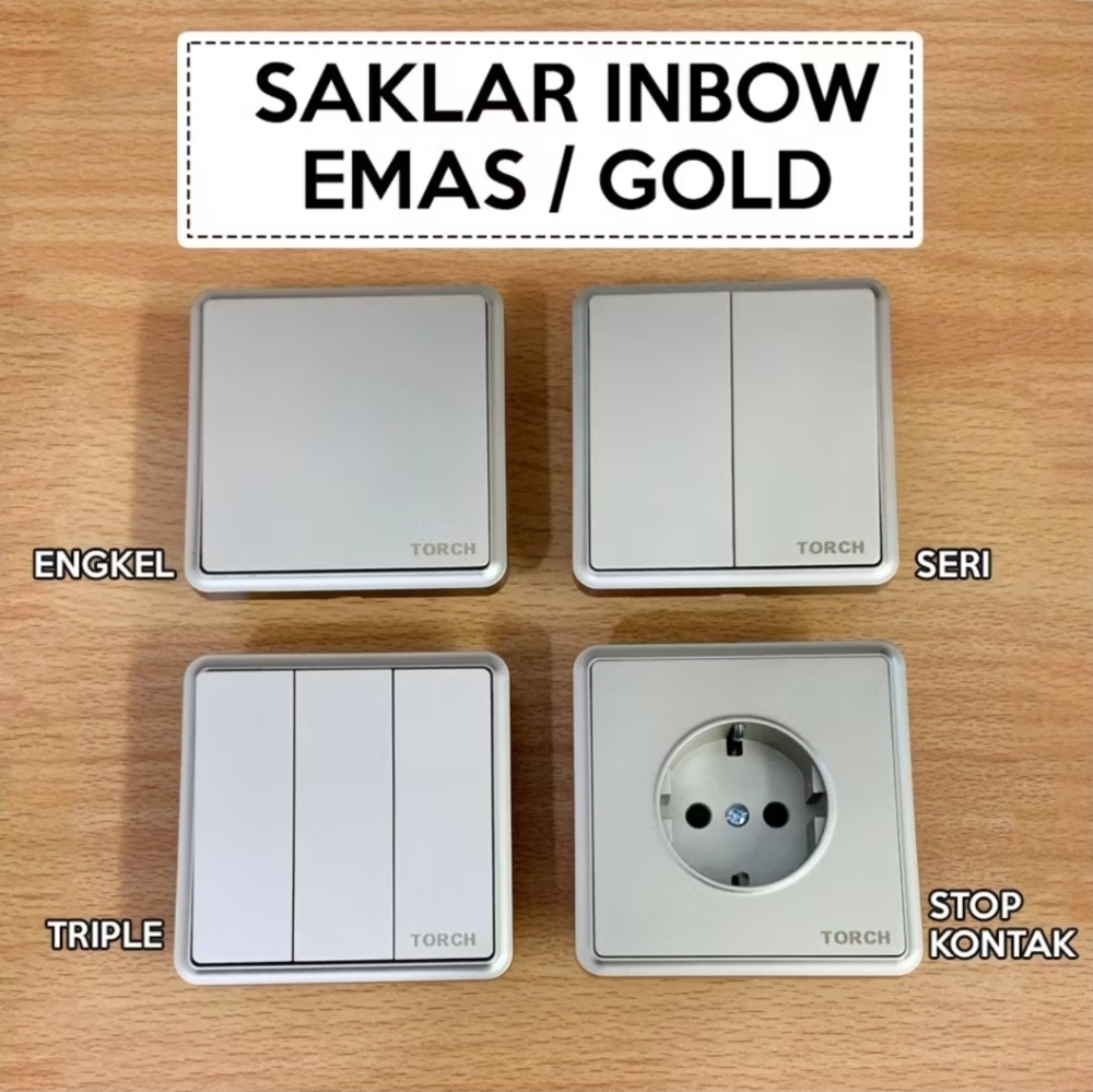 Golden LED Saklar 5 Hole Socaket gold