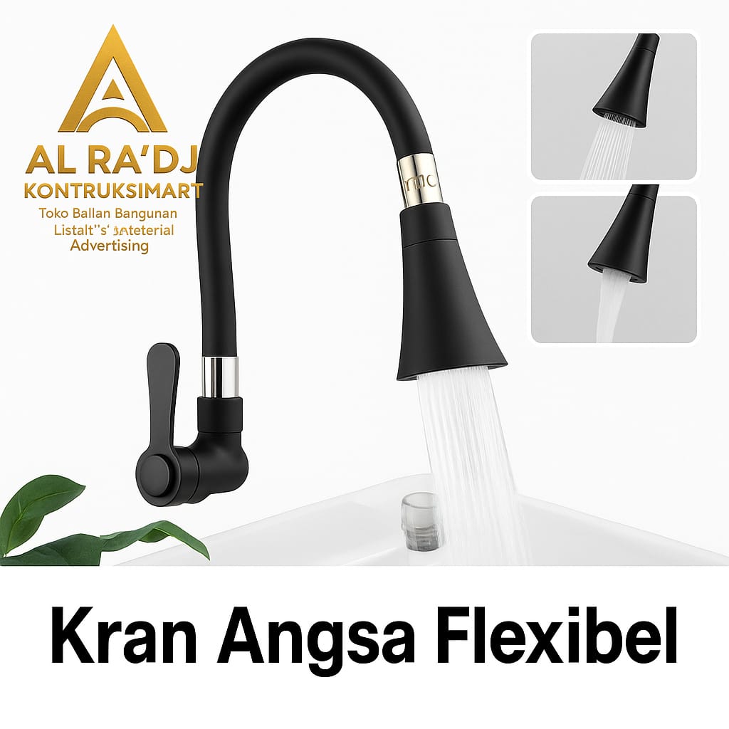 Kran Angsa Fleksibel Kran Cuci Piring Hitam Kran Cuci Piring Dinding Anti Karat