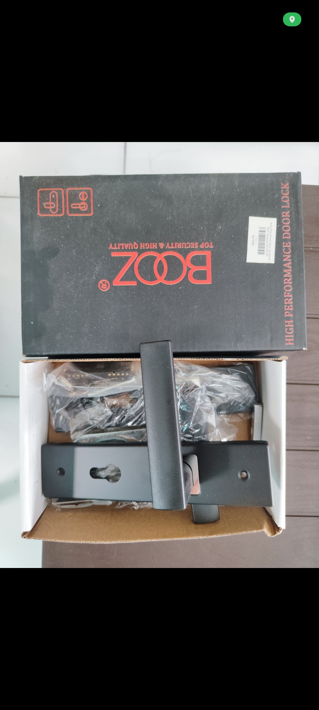 Kunci Pintu Rumah Kamar Set Handle Hitam Tanggung 20cm BOOZ