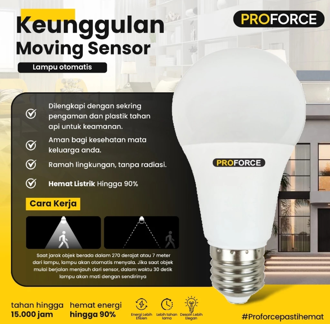 Lampu LED Sensor Gerak / Motion Proforce Moving Sensor 11 Watt 880 Lum