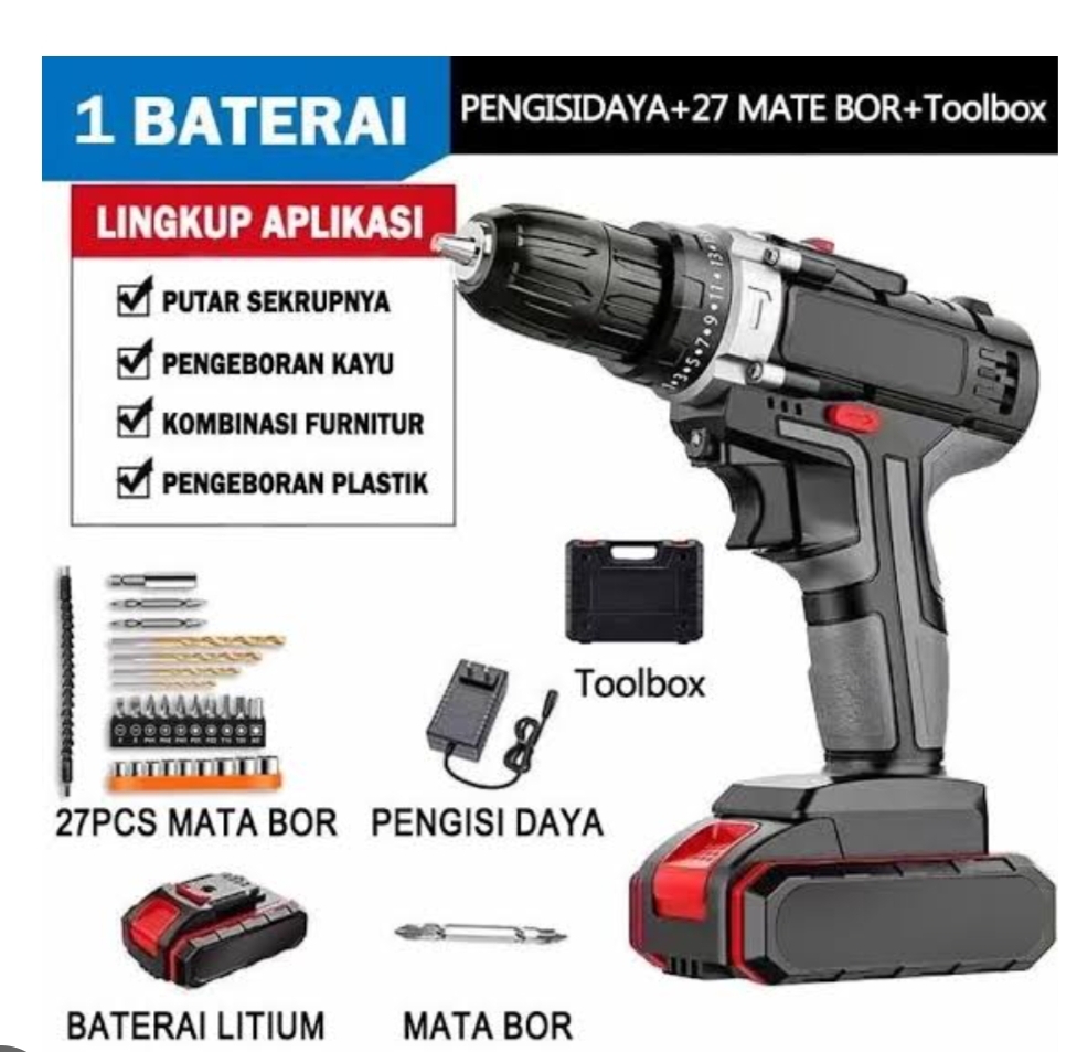 Mesin Bor Bor Baterai Bor Listrik Bor Tanpa kabel Mesin Cordless Screwdriver