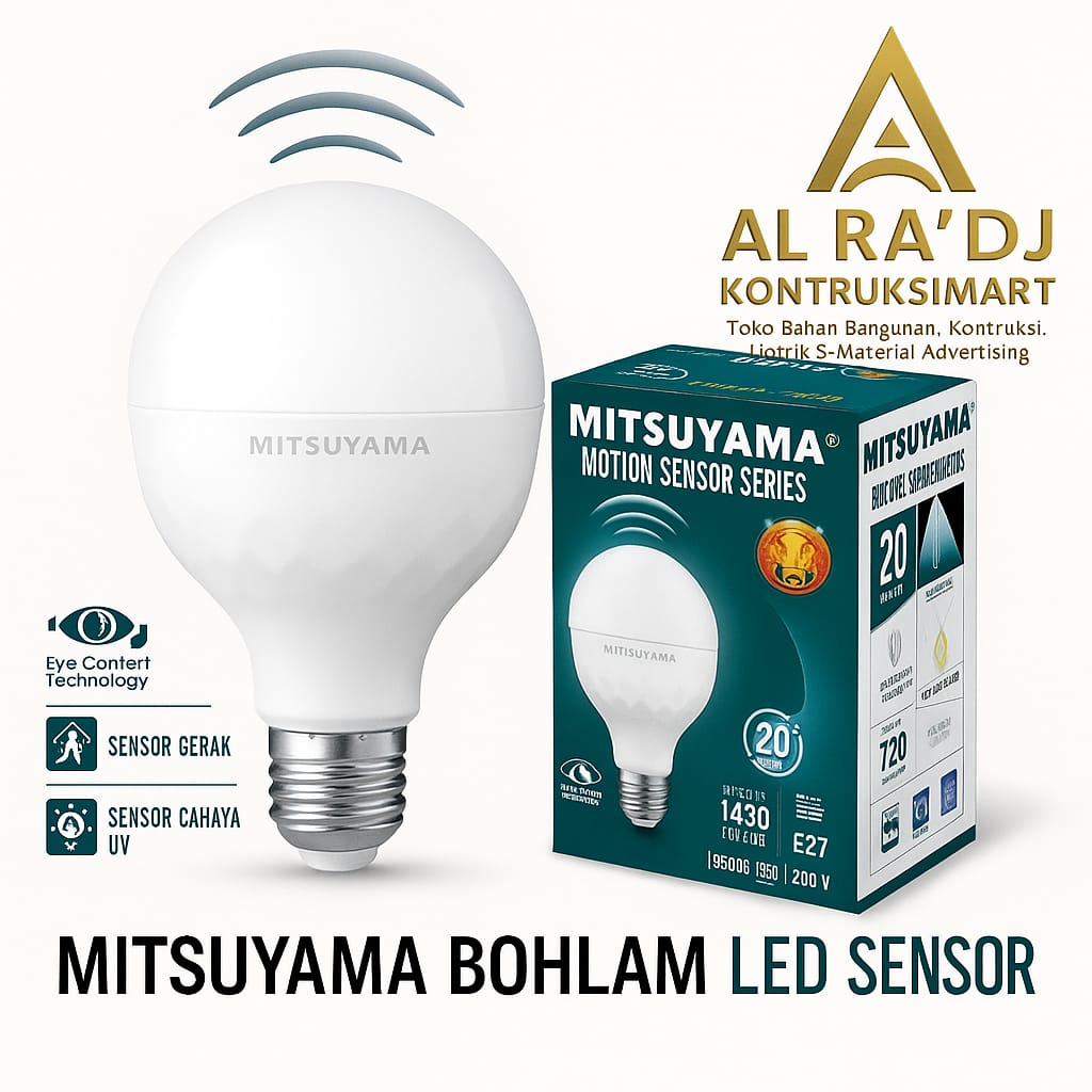 MITSUYAMA Bohlam LED Sensor 20W Motion Sensor Series(sensor cahaya ev dan gerak) SNI