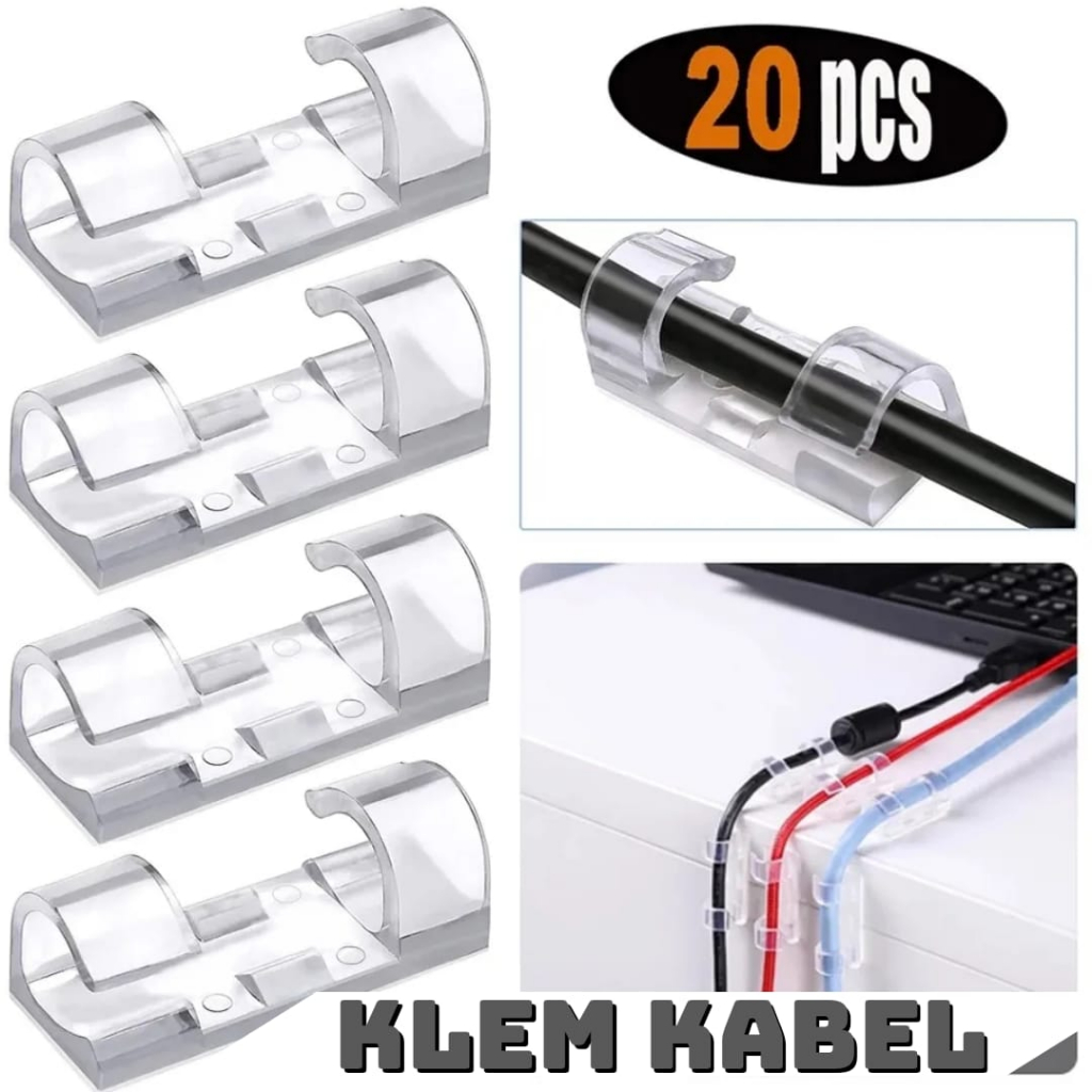 Penjepit Kabel Klip Kabel Organizer Cable Tempel Dinding Meja Kursi