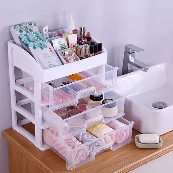 RAK KOSMETIK UNTUK MENYIMPAN MAKE UP DAN SKINCARE _ RAK KOSMETIK 3 LACI