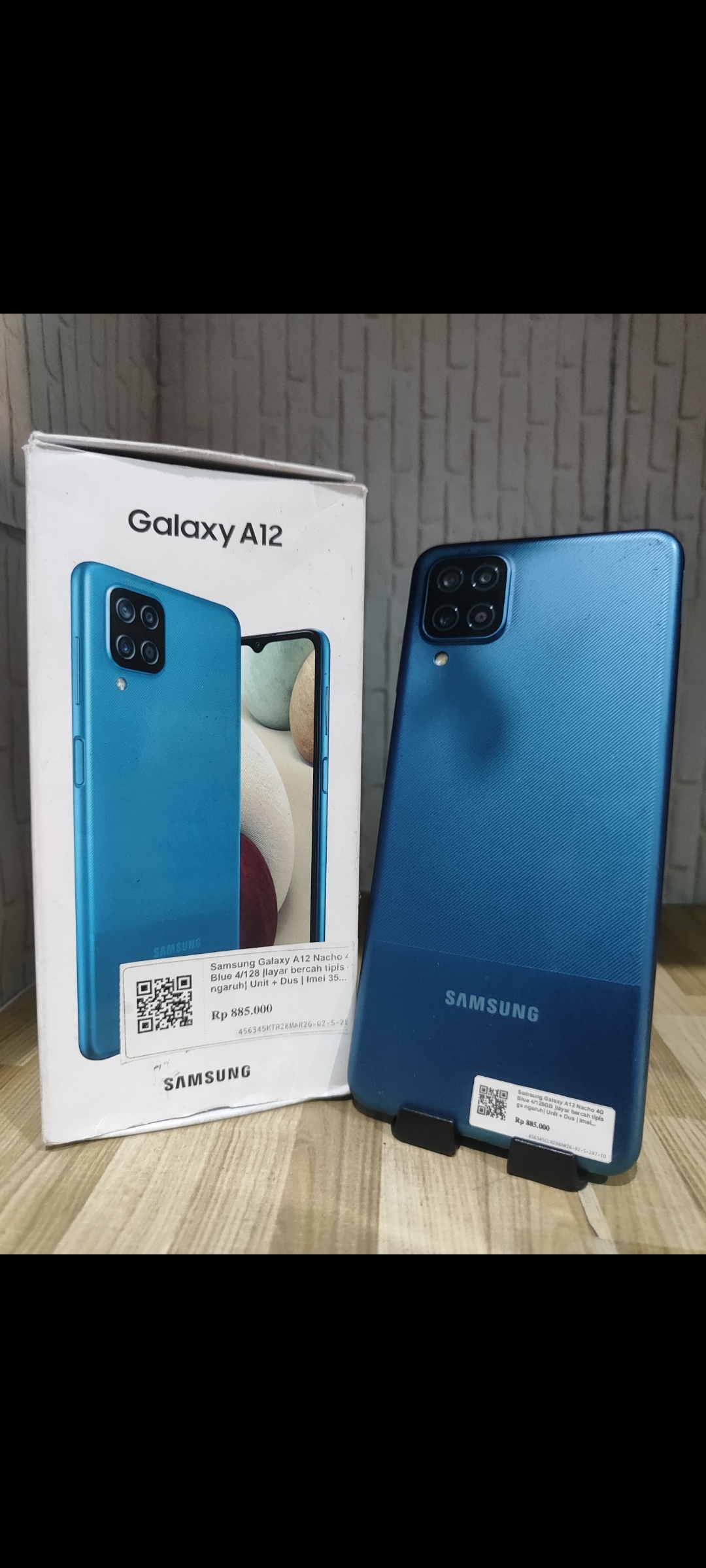 Samsung Galaxy A12 Nacho 4G Blue 4/128GB |layar bercah tipis ga ngaruh| Unit + Dus | Imei 350471516926358 (456345KTR28MAR26-02-S-287-1)