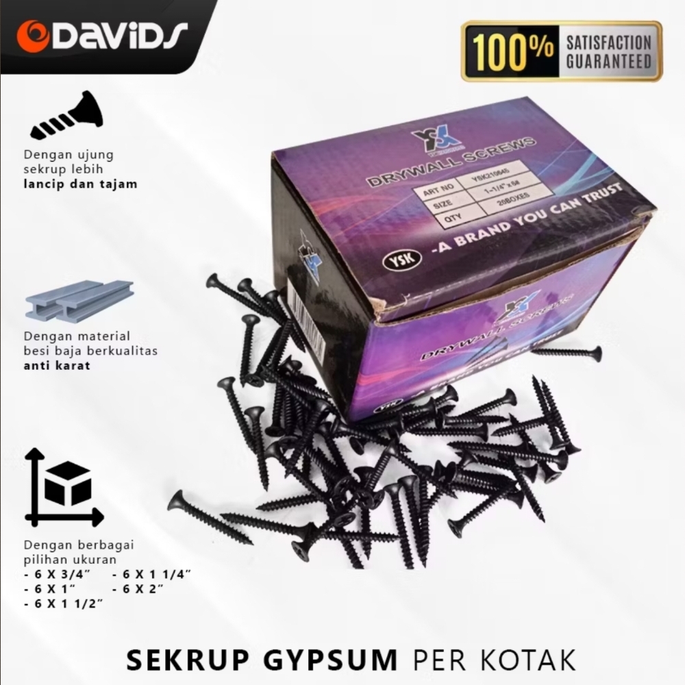 Sekrup Gypsum kayu Drywall 6x1