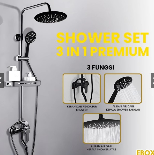 Shower 1 Set Shower Kamar Mandi Rain Shower SUS304 3 in 1 Dingin + Panas