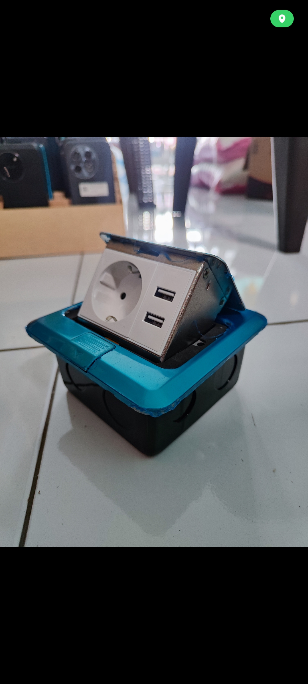 Stop Kontak Tanam Meja Soket pop-up 2lubang 2USB Silver USB